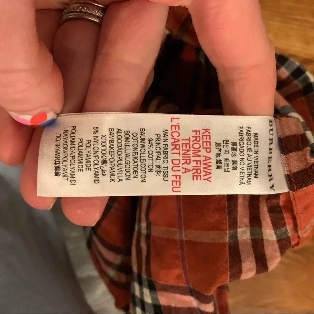 Burberry Authentic Brick Plaid Baby Collared Button Down Short Sleeve 12 Months - Picture 6 of 6
